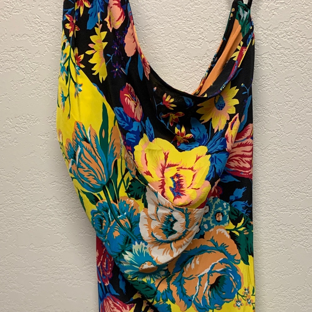 Diane Von Furstenberg Asymmetrical Floral Dress - Yellow and Blue - Picture 3 of 4